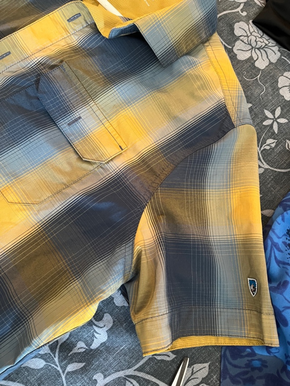 KÜHL Men's Blue and  Mustard Yellow Outdoor Button Front Shirt Size S - Picture 4 of 10